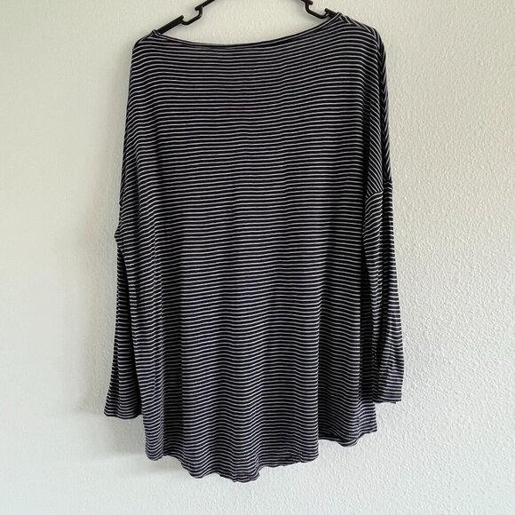 Boden Long Sleeve Super Soft Jersey Knit Top Blue White Stripe Size 12 - Picture 4 of 6